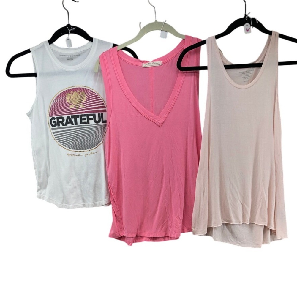 Spiritual Gangster Free People Tank Top Women XS Adult Pink White Peach Bundle